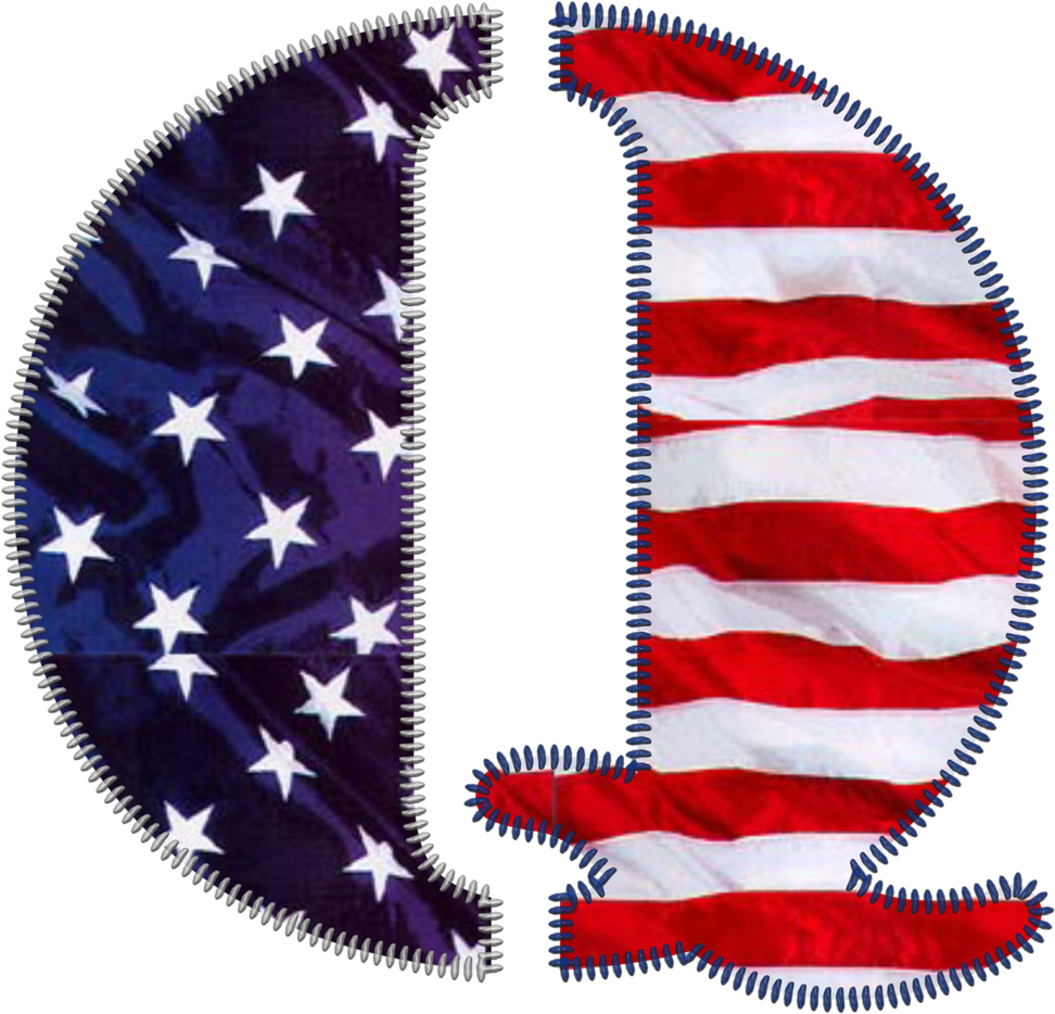 American Flag Zipper Split PNG Image