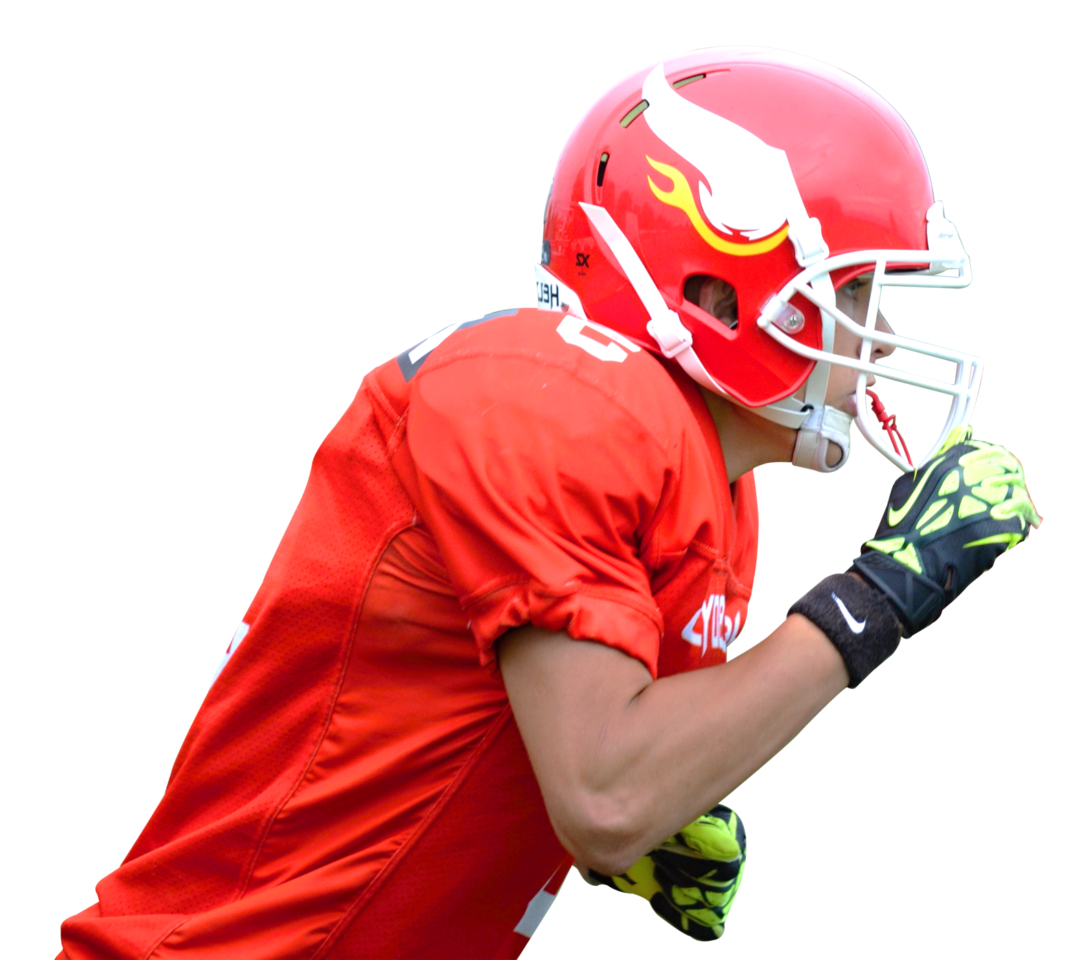 American Football Player Ready For Action PNG Image