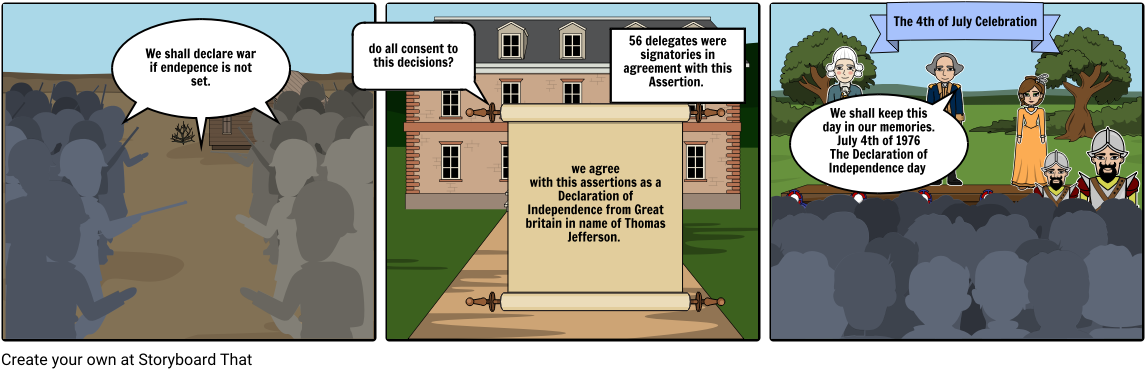 American Independence Declaration Comic Strip PNG Image