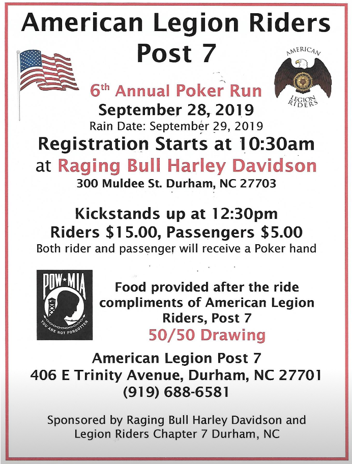 American Legion Riders Poker Run Event Poster PNG Image