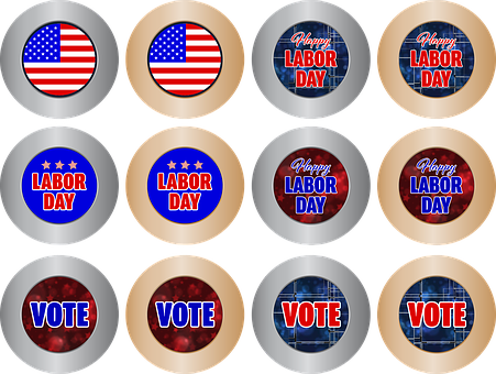 American Patriotic Buttons Collection PNG Image