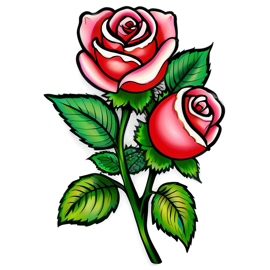 American Traditional Rose Tattoo Design Png Tbx93 PNG Image