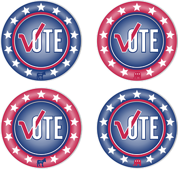 American Voting Buttons Set PNG Image