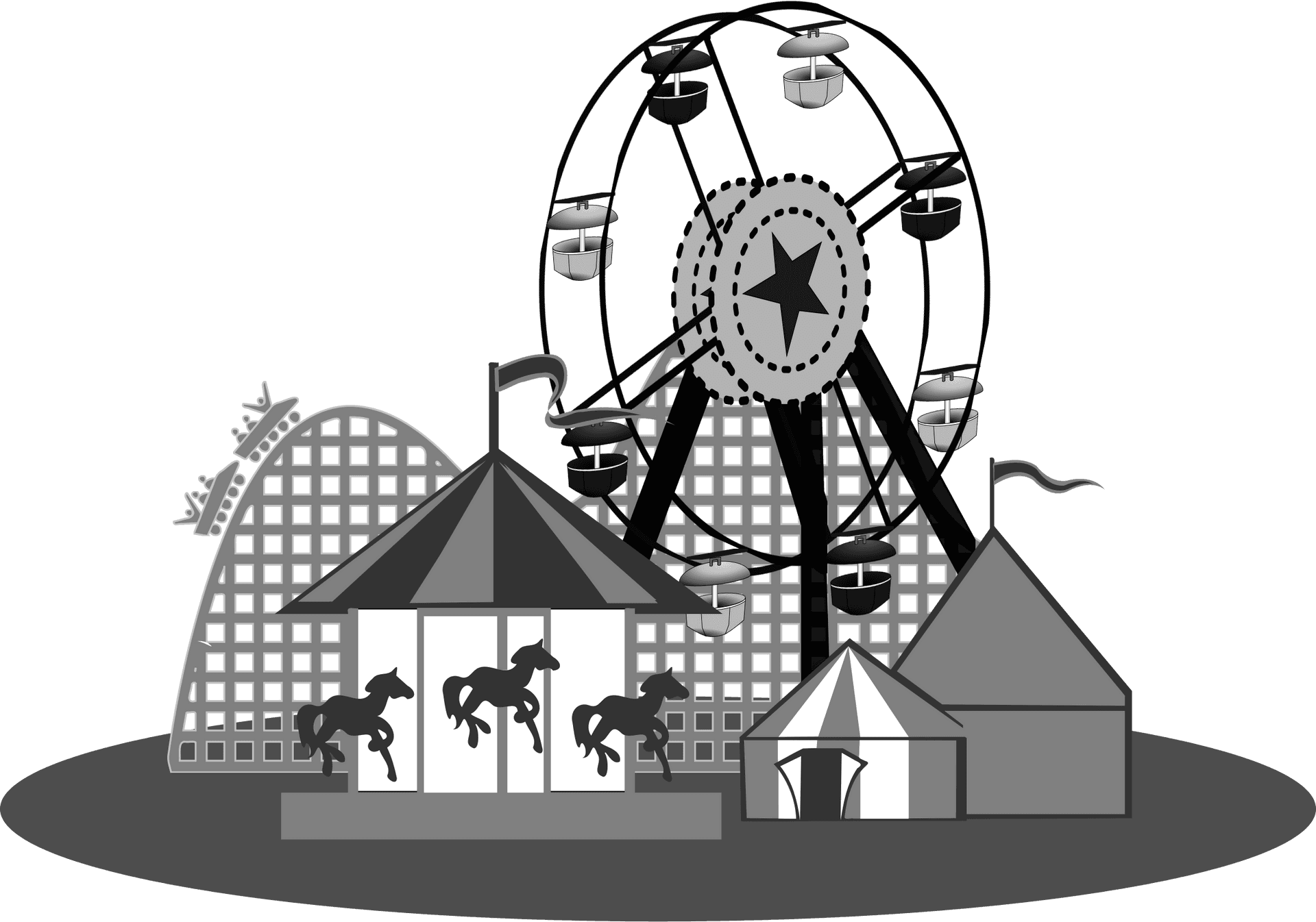 Amusement Park Clipart Scene PNG Image