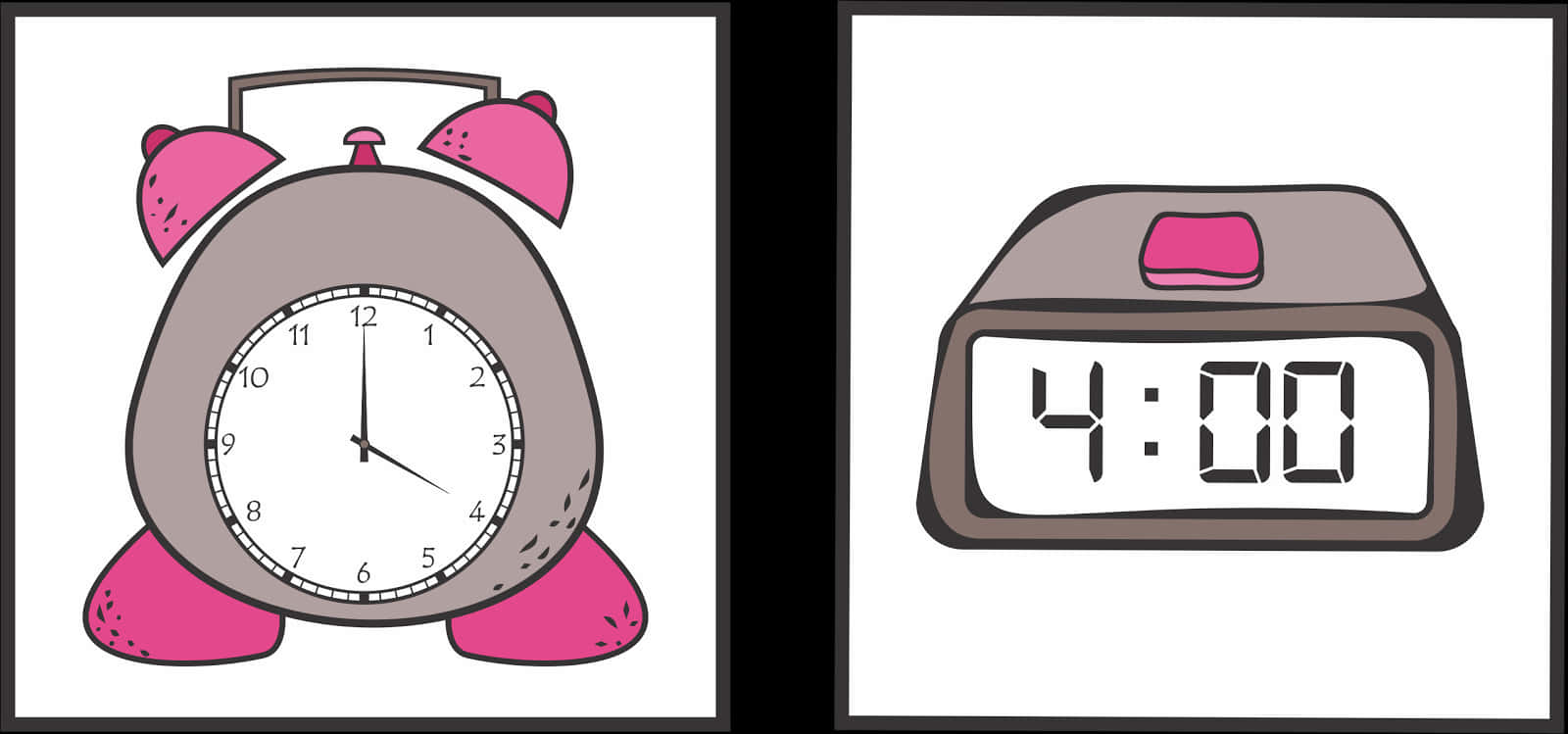 Analog Digital Clock Comparison PNG Image