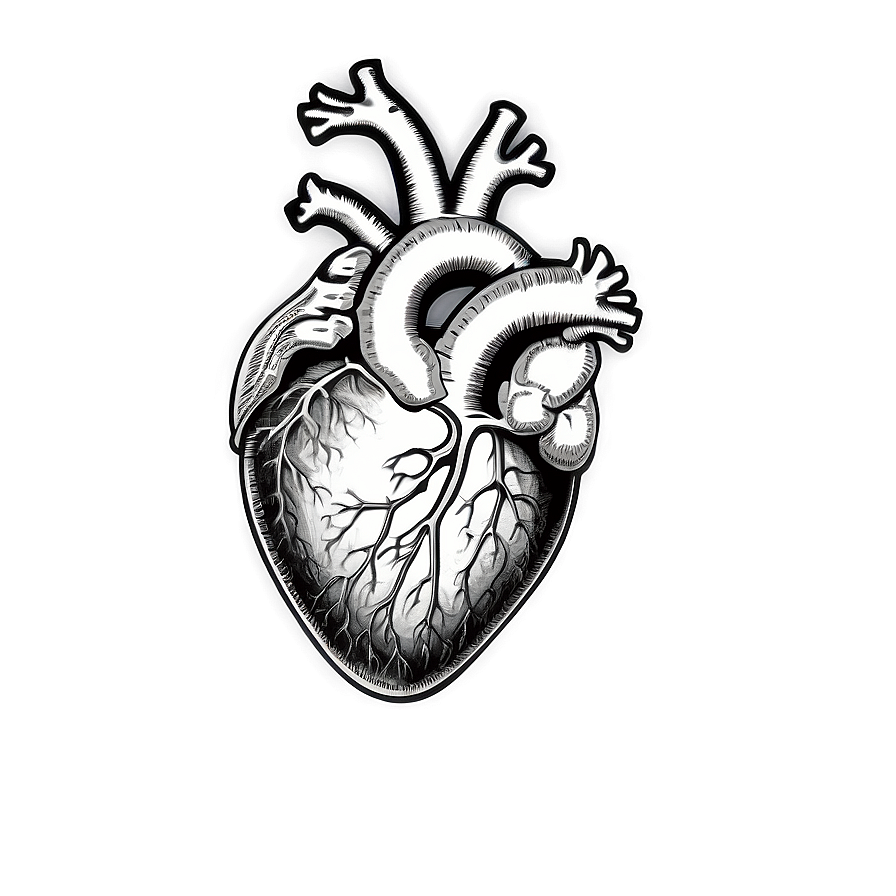 Anatomical Heart Line Art Png Dxx58 PNG Image