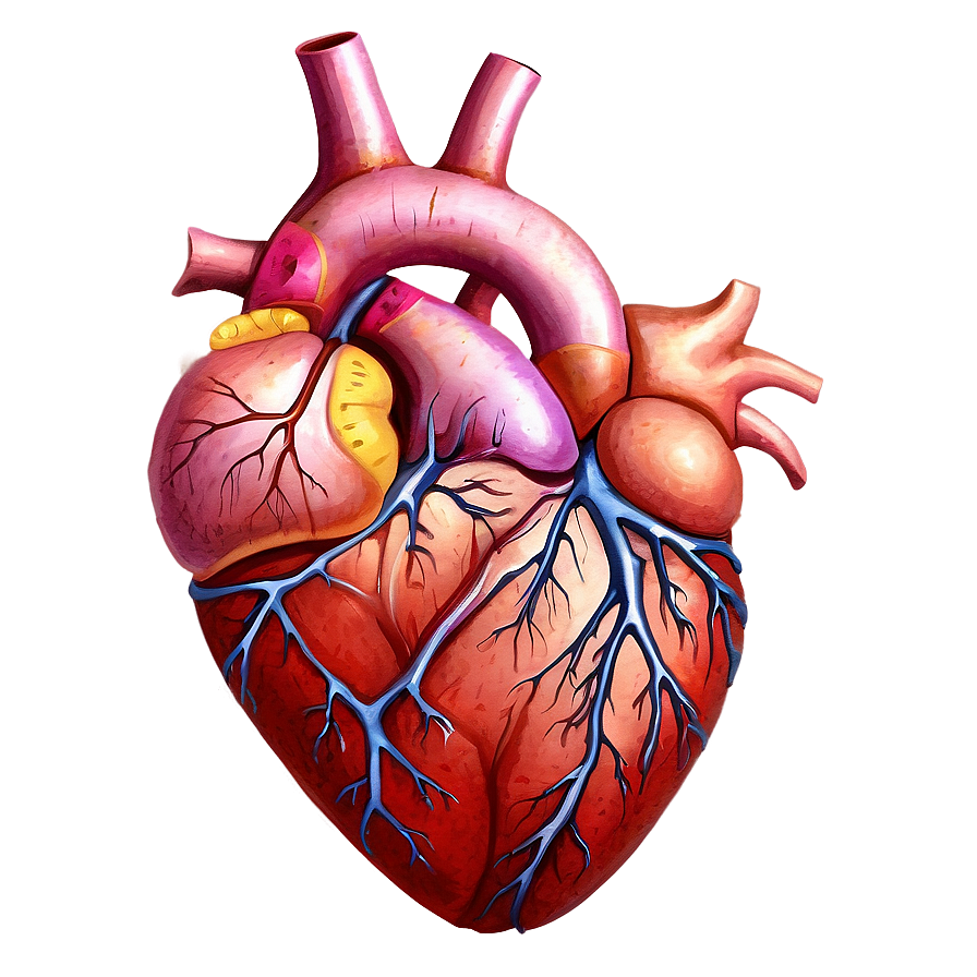 Anatomical Heart Watercolor Png Axq PNG Image