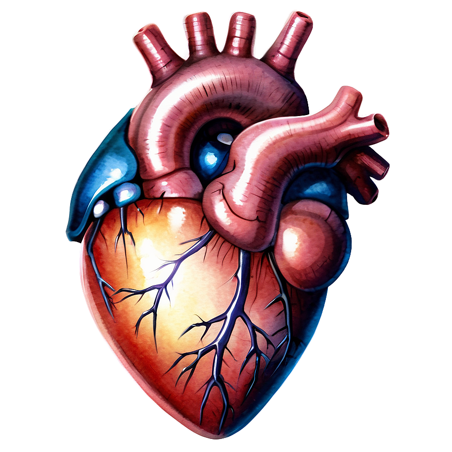 Anatomical Heart Watercolor Png Juv29 PNG Image