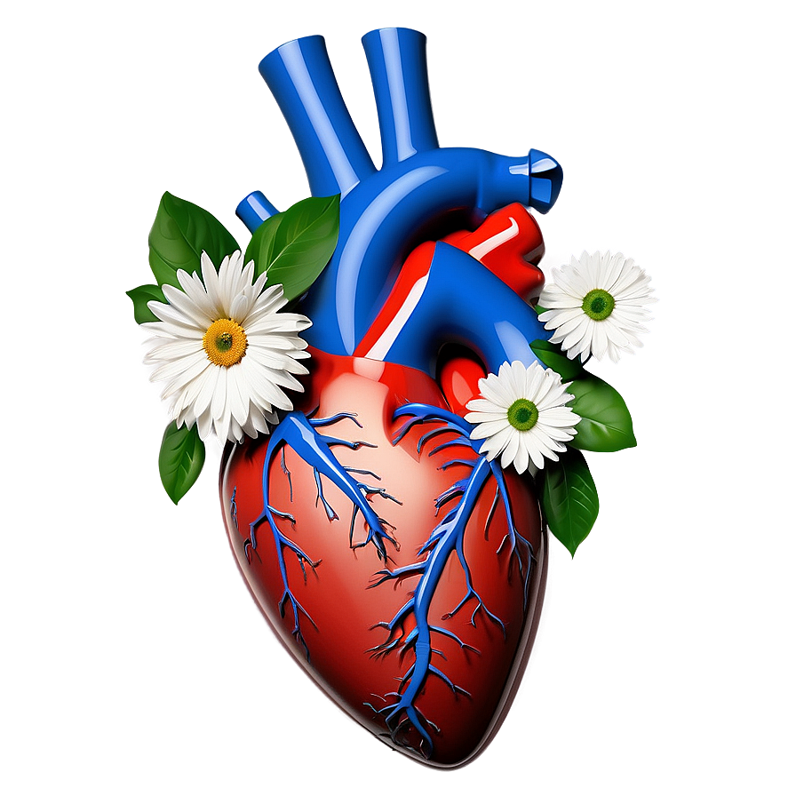 Anatomical Heart With Flowers And Vines Png Smx PNG Image