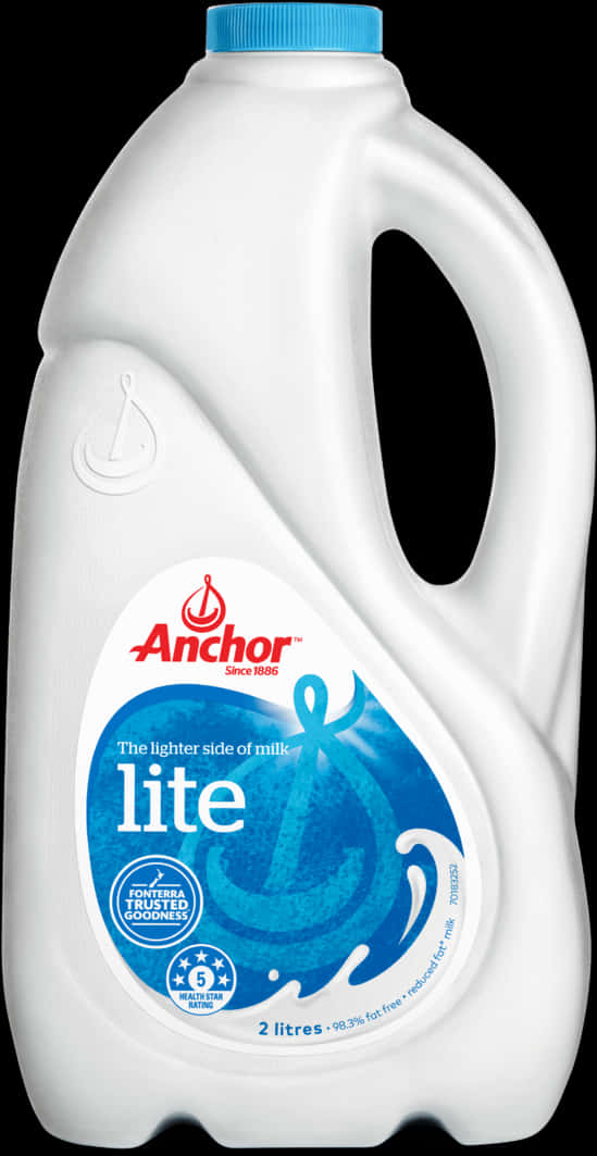 Anchor Lite Milk Bottle2 Litres PNG Image