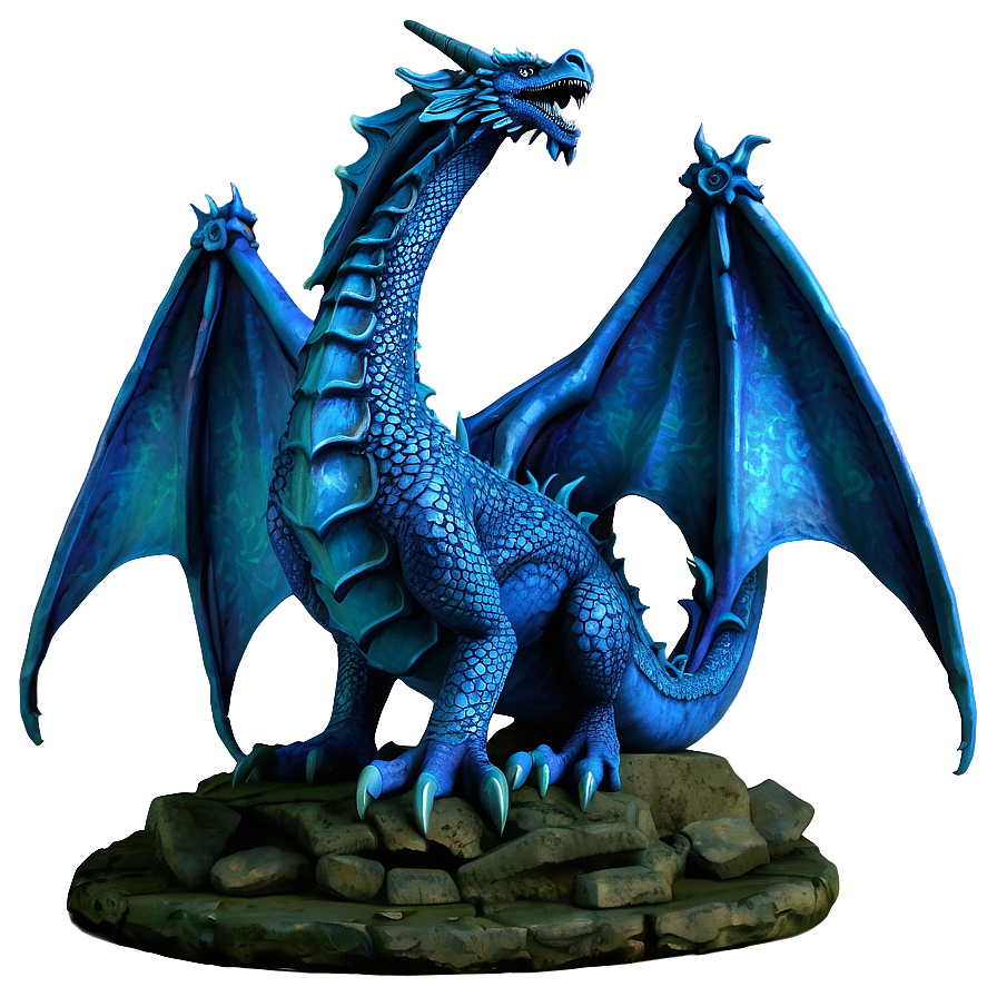 Ancient Blue Dragon Statue Png Cfl34 PNG Image