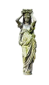 Ancient Female Figure Carrying Urn Statue PNG Image