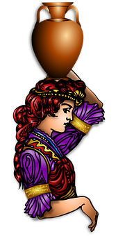 Ancient Greek Woman Carrying Amphora PNG Image