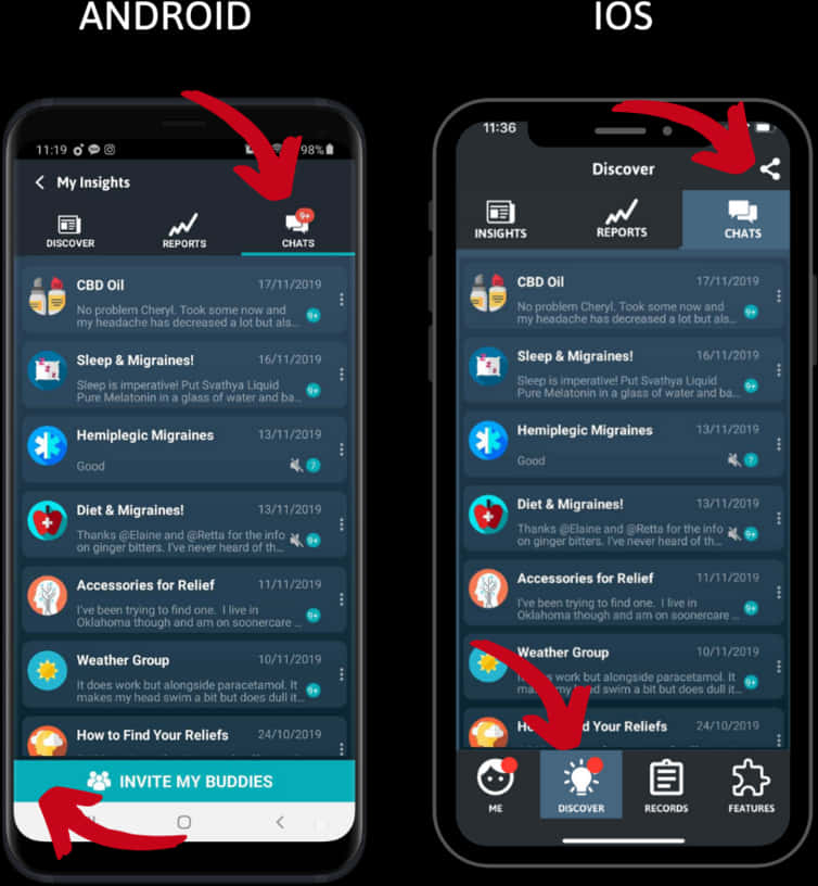 Androidvsi O S App Interface Comparison PNG Image