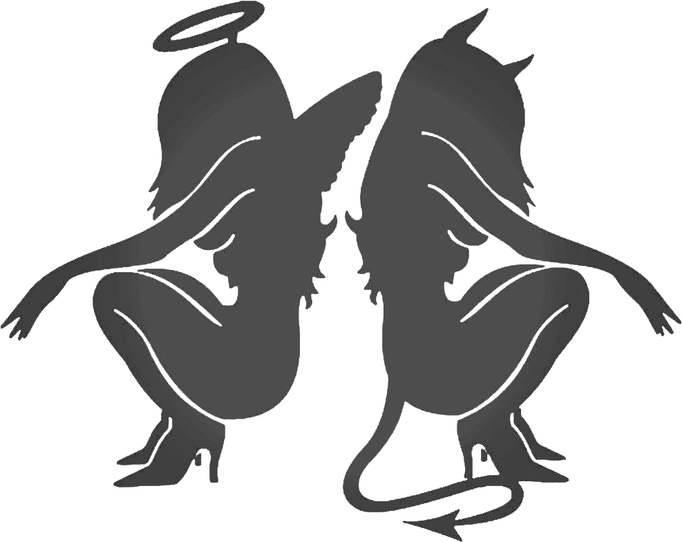 Angel Demon Reflection Silhouette PNG Image