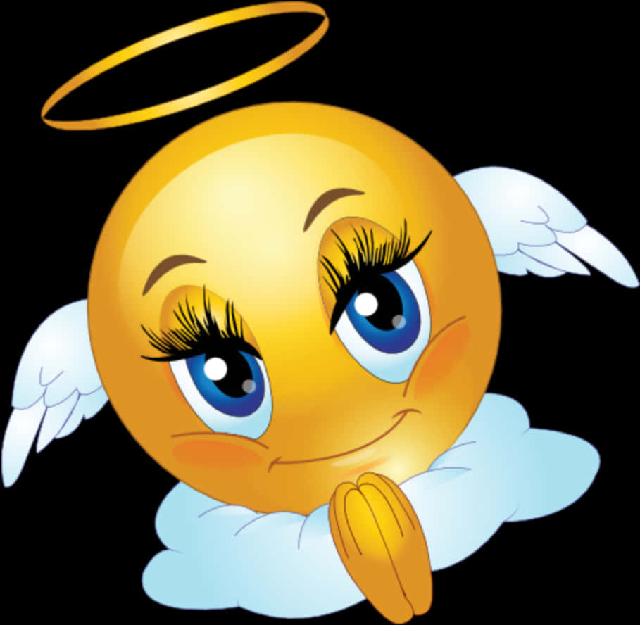 Angel_ Emoji_with_ Halo_and_ Wings PNG Image