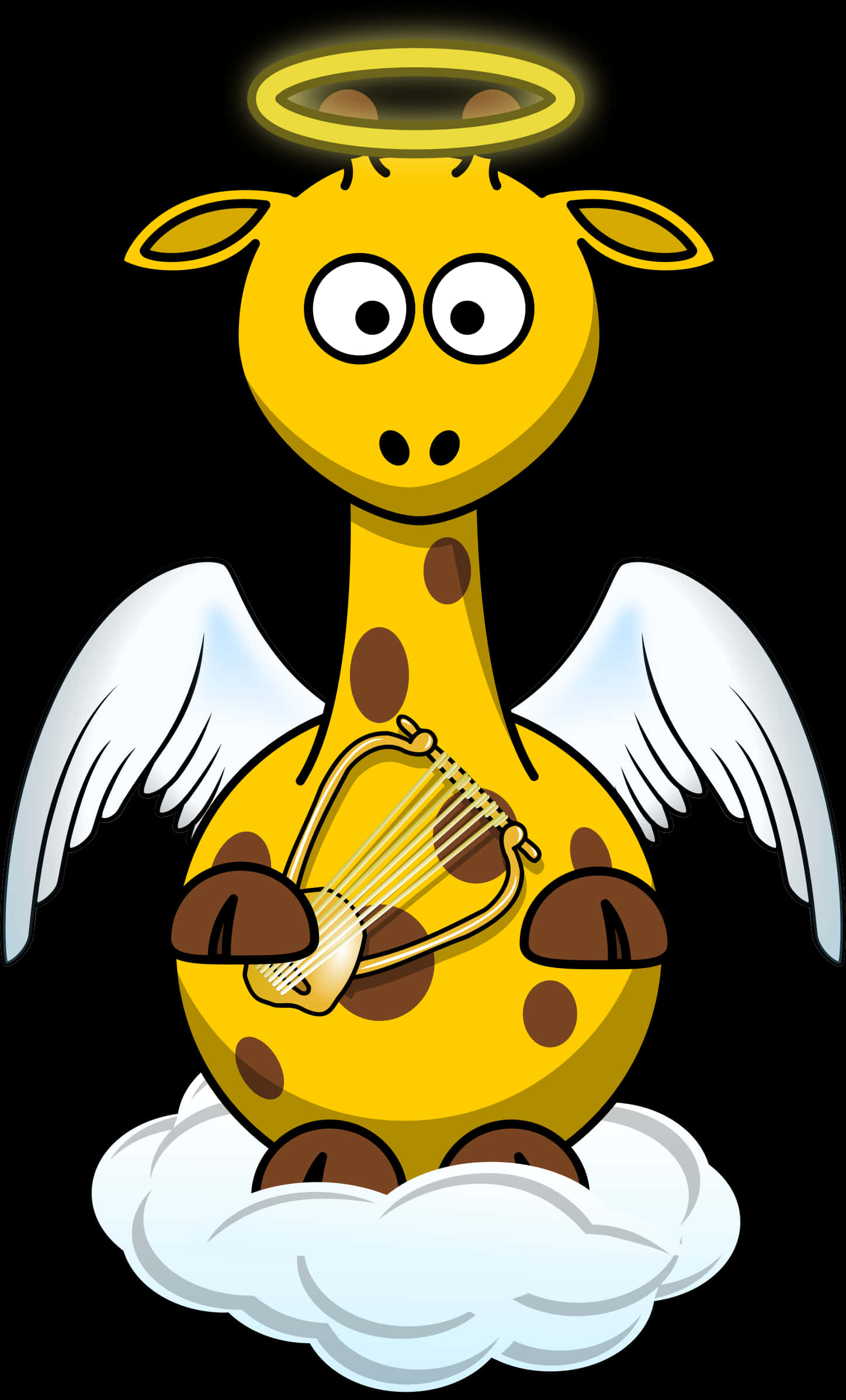 Angel Giraffe Playing Harp PNG Image