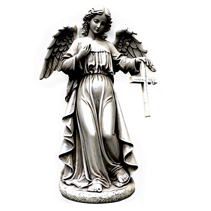 Angel Holding Cross Statue Png 24 PNG Image