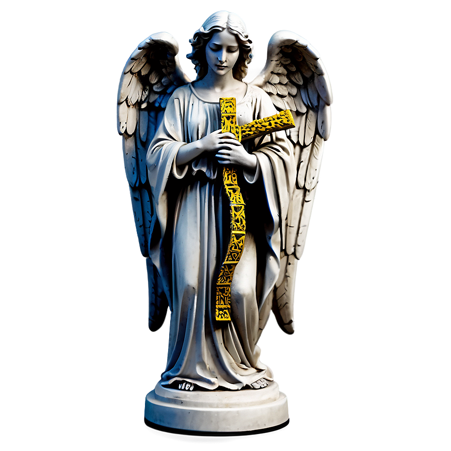 Angel Holding Cross Statue Png Qps64 PNG Image