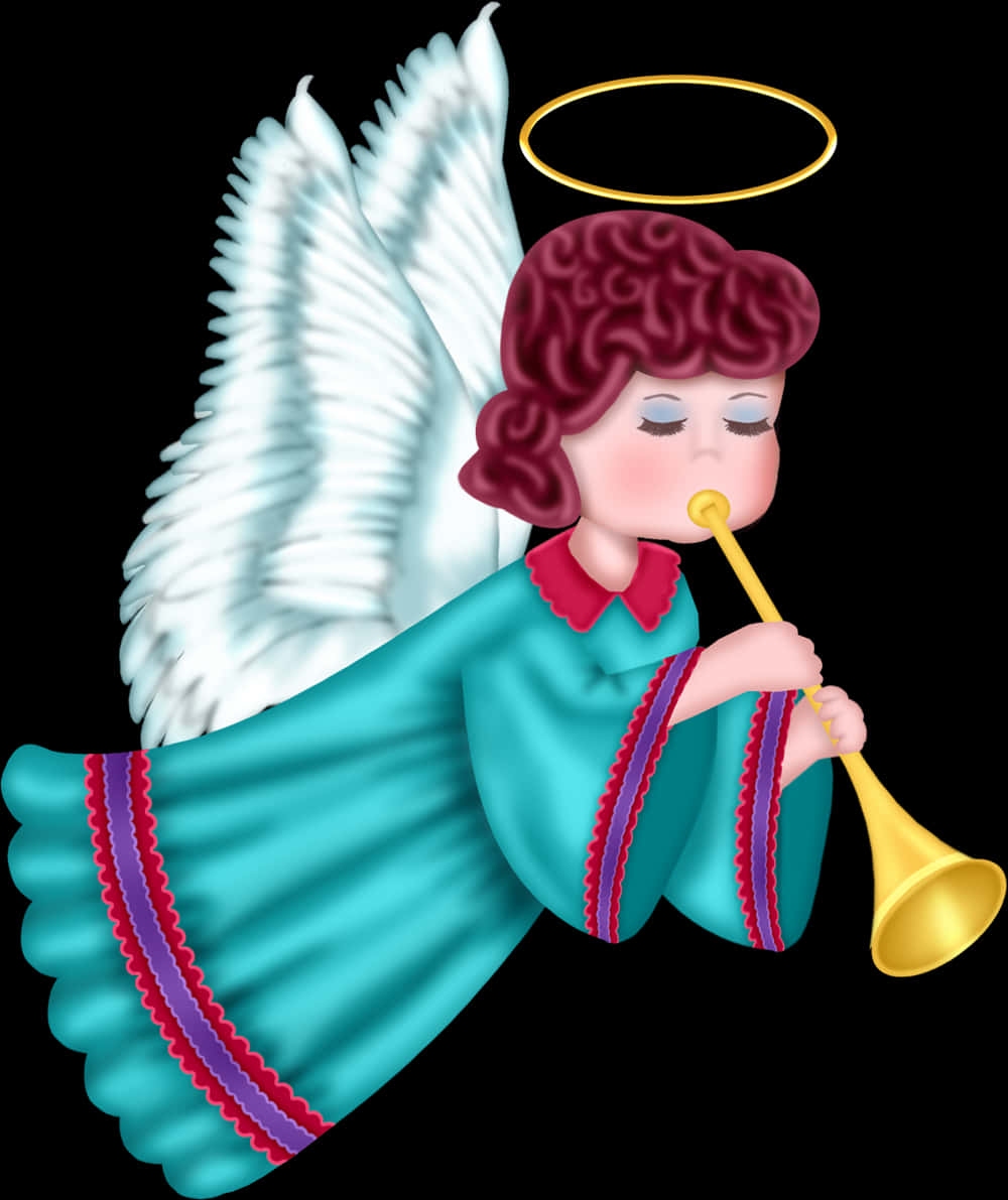 Angel Playing Trumpet Illustration PNG Image