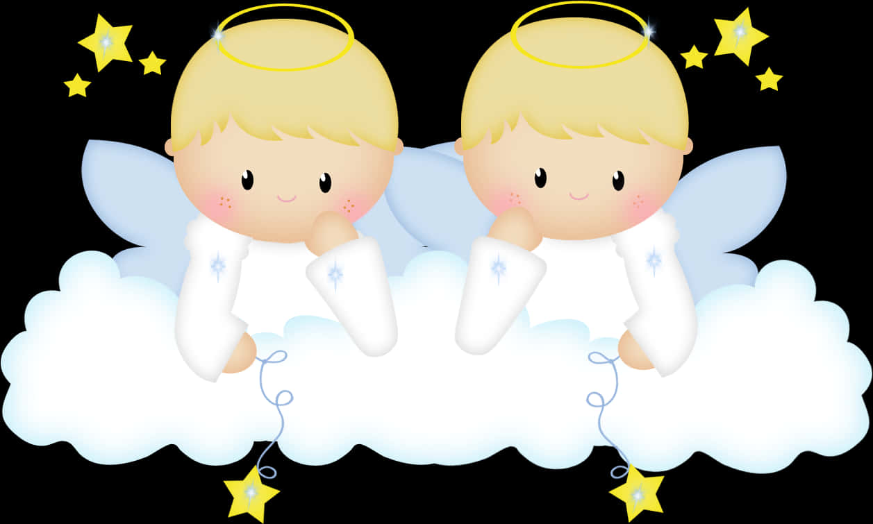 Angel Twins Baptism Celebration PNG Image