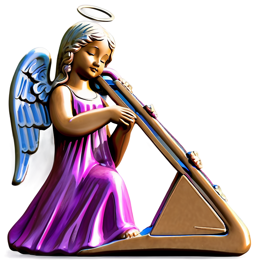 Angel With Harp Figure Png 06202024 PNG Image