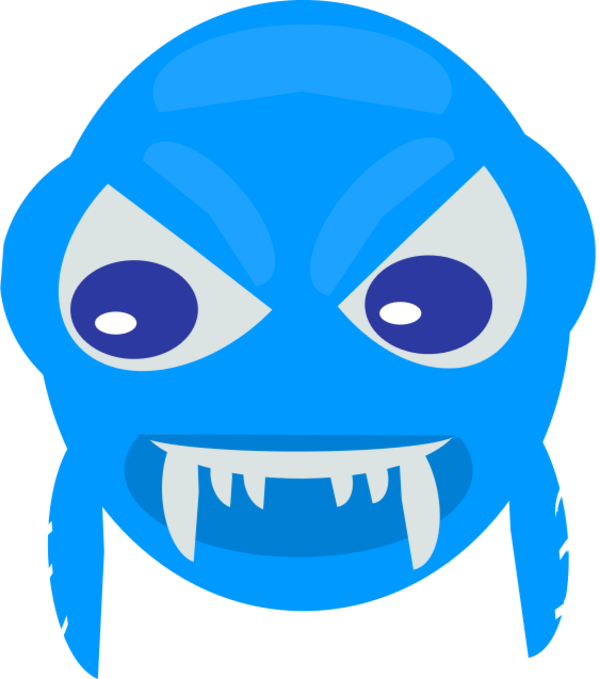 Angry Blue Cartoon Monster PNG Image