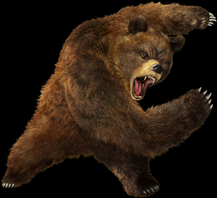 Angry Brown Bear Roaring PNG Image