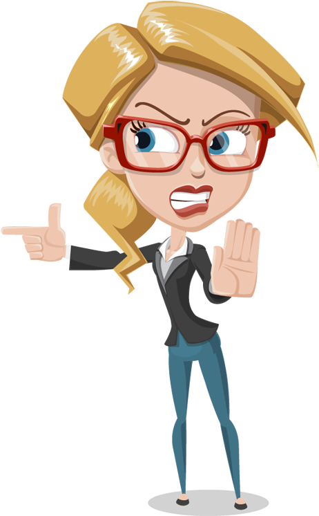 Angry Businesswoman Cartoon PNG Image