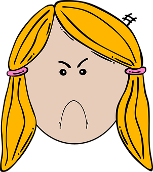 Angry Cartoon Girl Face PNG Image