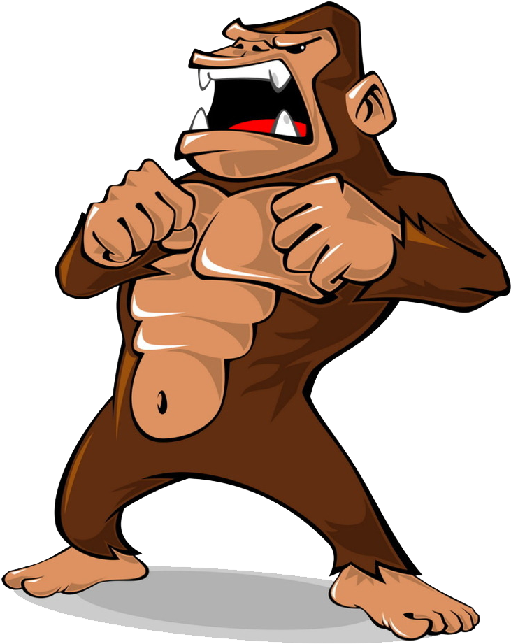 Angry Cartoon Gorilla Thumping Chest PNG Image