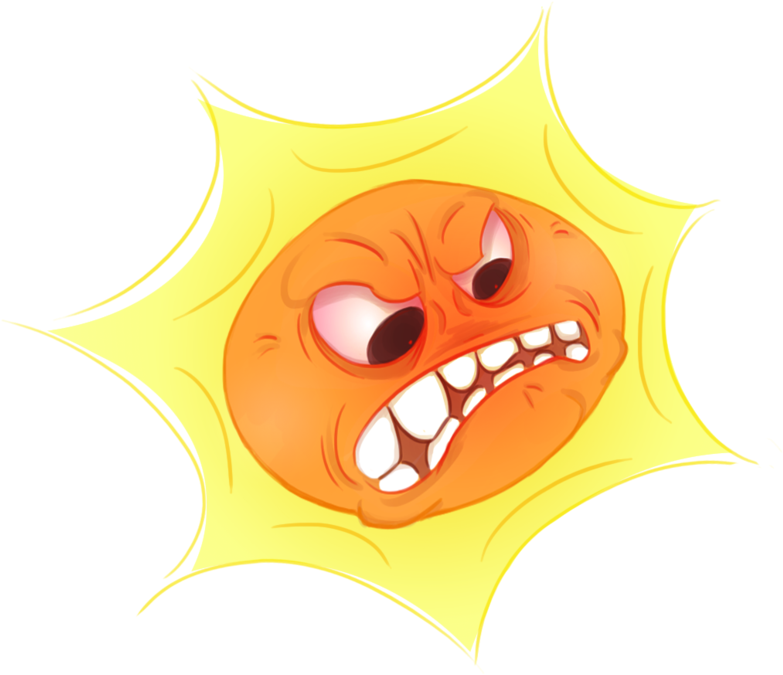 Angry Cartoon Sun Illustration PNG Image