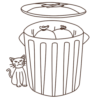 Angry Cat Near Trash Can PNG Image