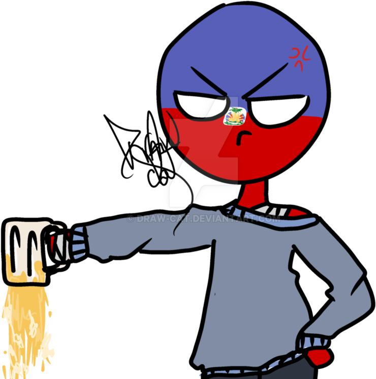 Angry Countryball Spilling Drink PNG Image