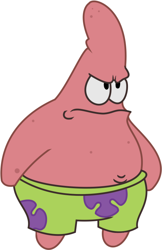 Angry Pink Starfish Cartoon Character PNG Image