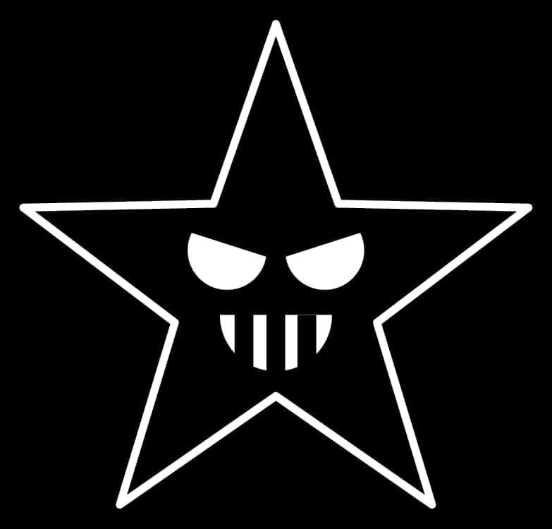 Angry Star Logo Blackand White PNG Image