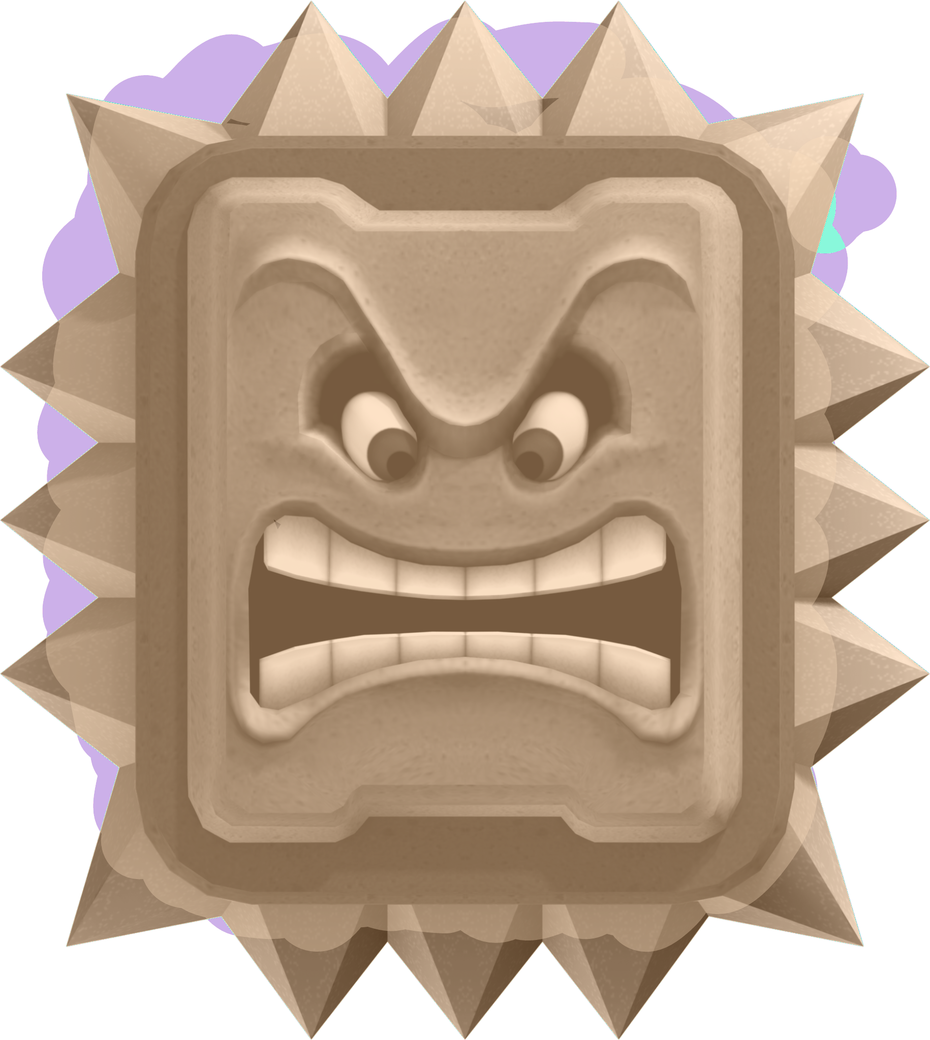 Angry Stone Block Creature PNG Image