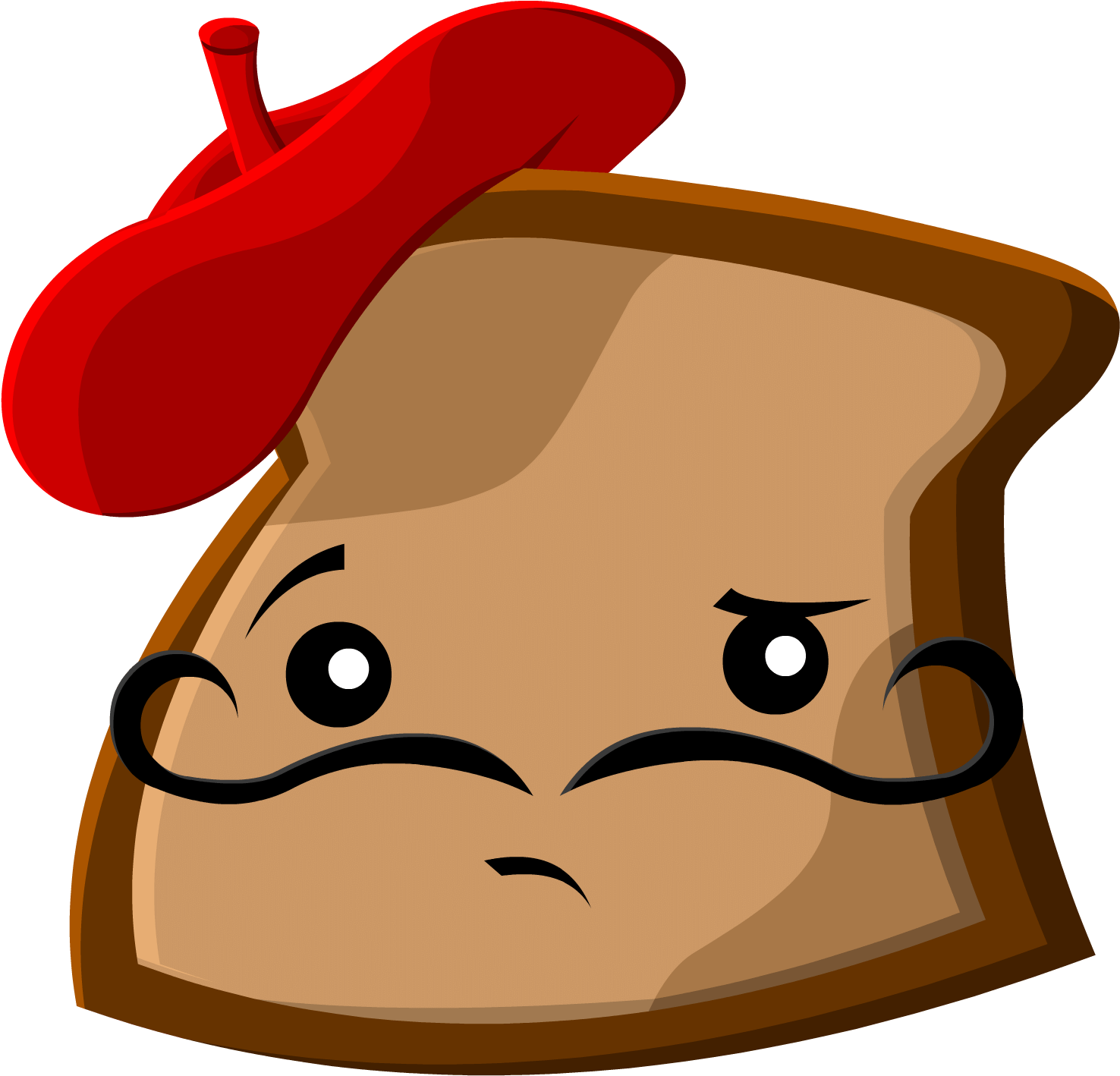 Angry Toast Cartoon Character PNG Image