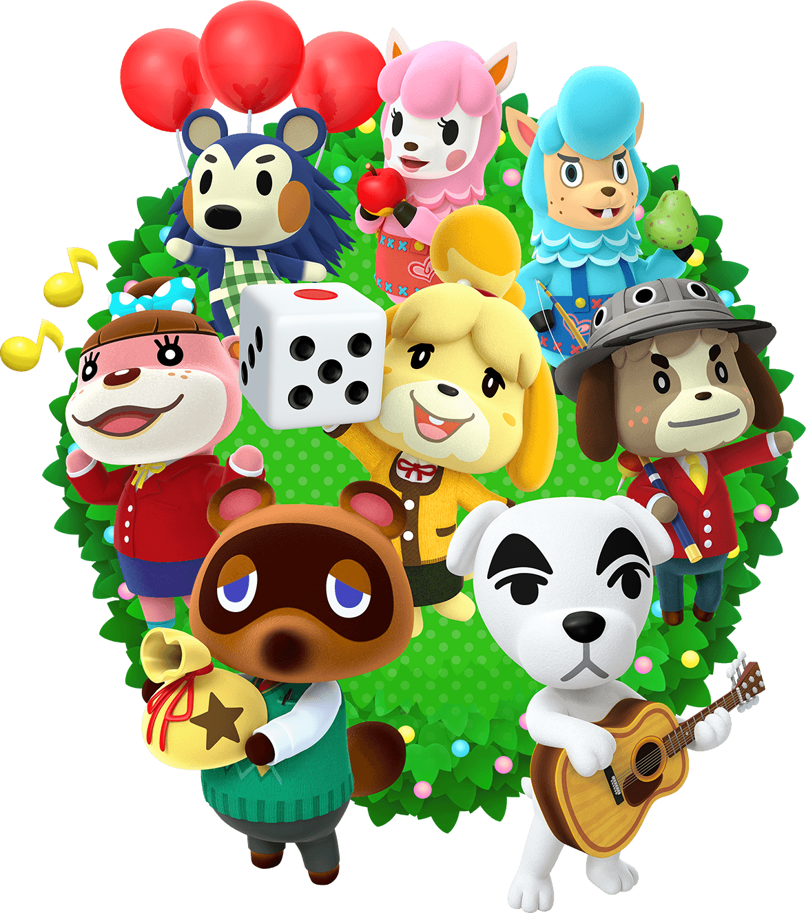 Animal Crossing Characters Celebration PNG Image