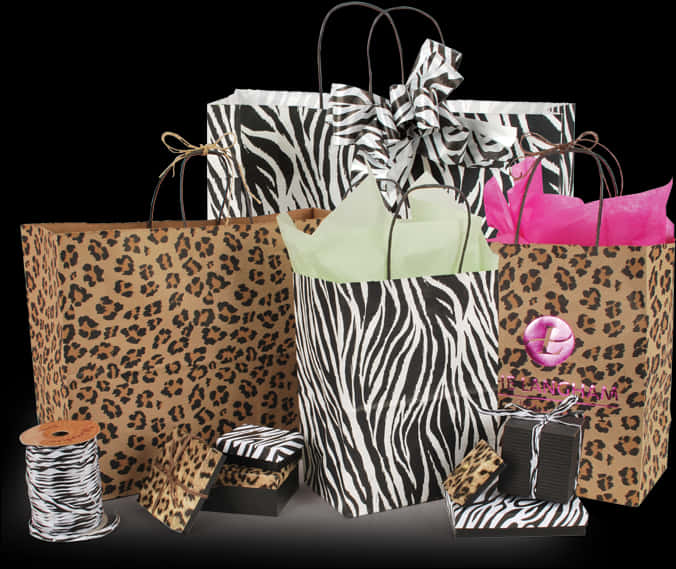 Animal Print Gift Bagsand Packaging PNG Image