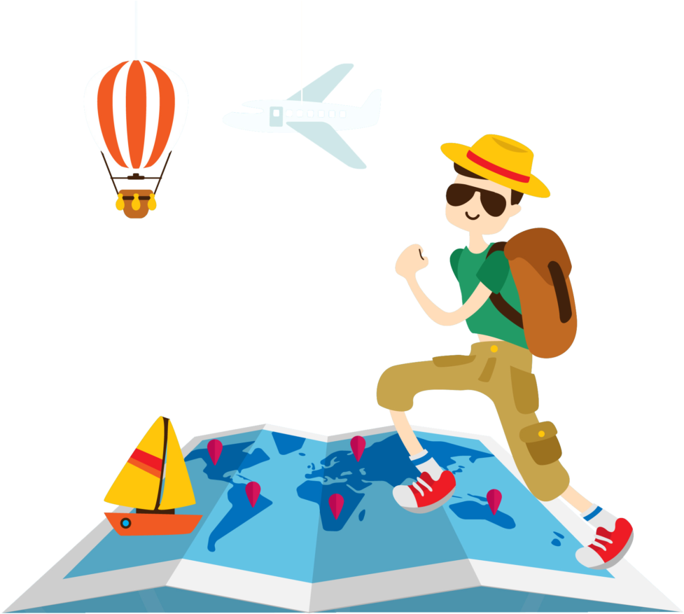 Animated Adventure Travel Concept PNG Image