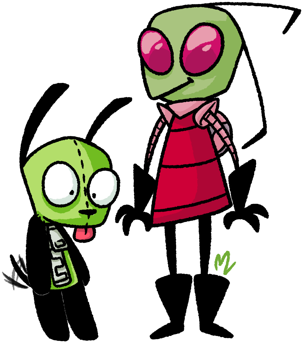 Animated Alien Duo Illustration PNG Image