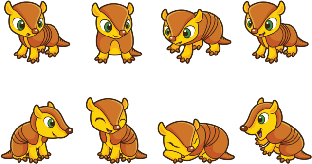 Animated Armadillo Expressions PNG Image