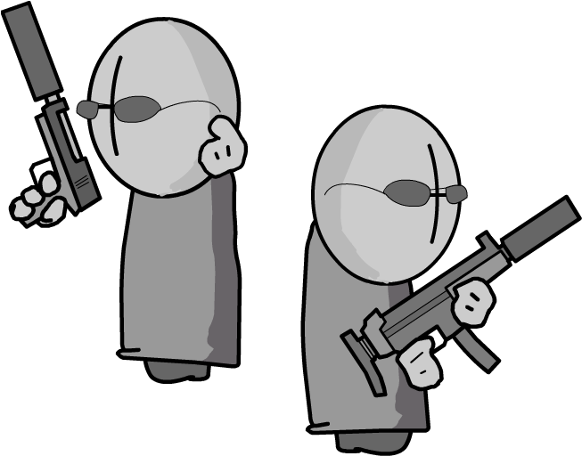 Animated Armed Figures PNG Image