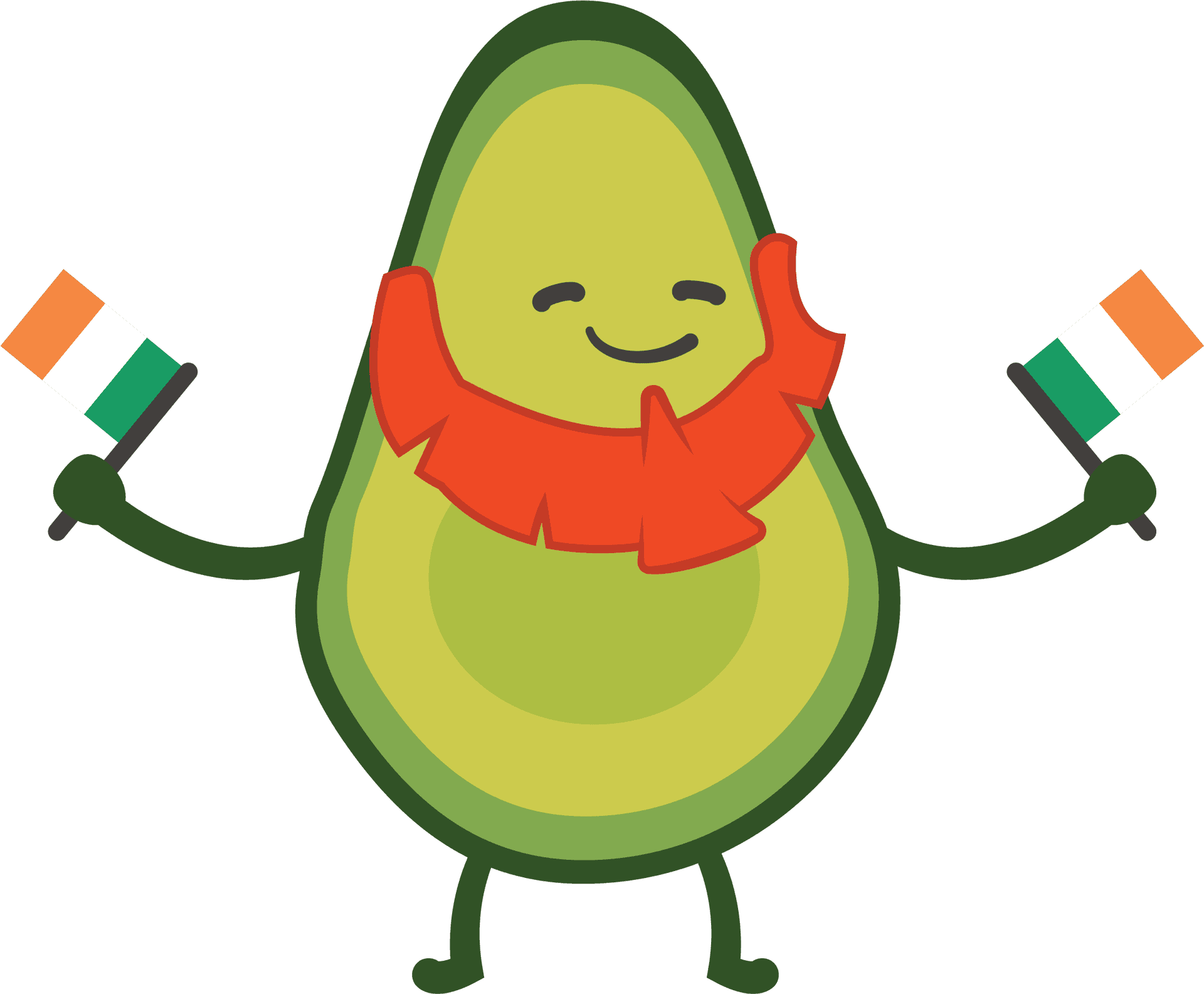 Animated Avocado With Irish Flag PNG Image