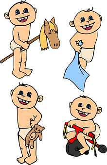 Animated Babies Various Activities PNG Image