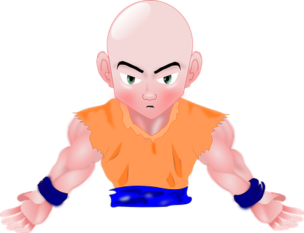 Animated Bald Character Floating PNG Image