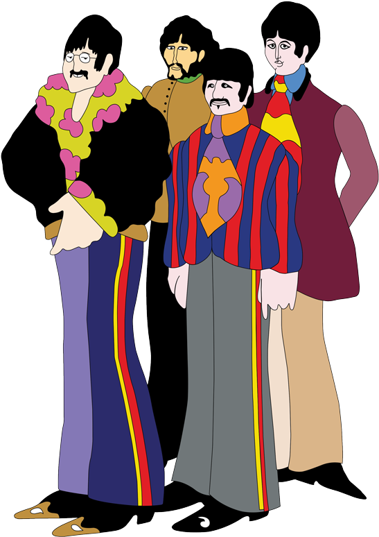 Animated Beatles Yellow Submarine Era PNG Image