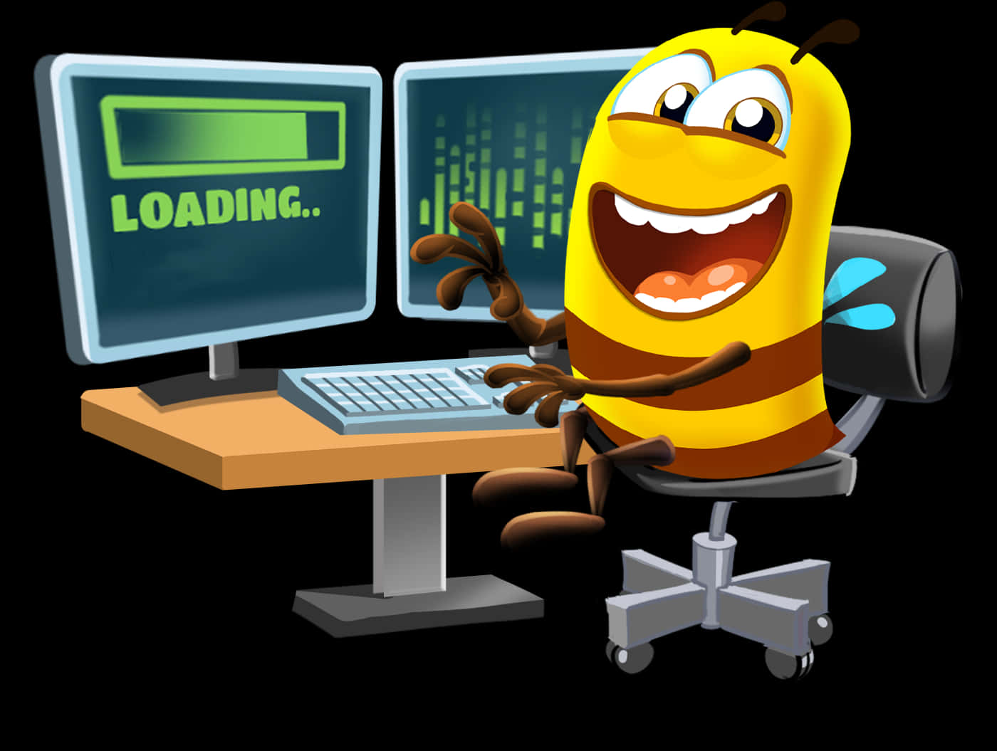 Animated Bee Computer Loading Screen PNG Image