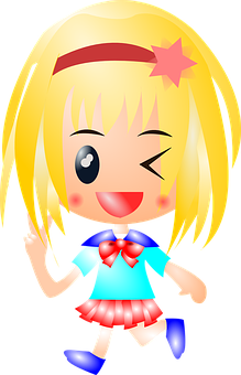 Animated Blonde Girl Cartoon Character PNG Image